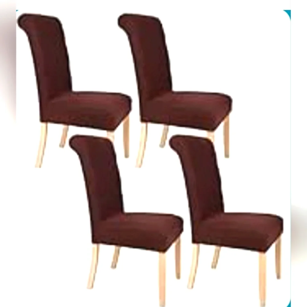 New 4pcs Chair Covers Stretch Brown